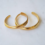 Gold Thick Hammered Cuff Bracelet