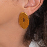 Gold Asymmetric Hammered Stud Earrings