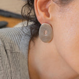 Silver Asymmetric Hammered Stud Earrings