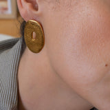 Gold Asymmetric Hammered Stud Earrings