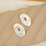 Silver Asymmetric Hammered Stud Earrings