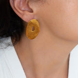 Gold Asymmetric Hammered Stud Earrings