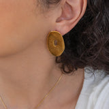 Gold Asymmetric Hammered Stud Earrings