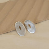 Silver Asymmetric Hammered Stud Earrings