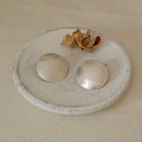 Large Silver Disc Earrings Round Hammered Disc Stud Earrings