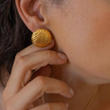 Gold-Domed Disc Earrings