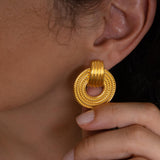 Gold Twisted Rope Stud Earrings