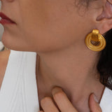 Gold Twisted Rope Stud Earrings