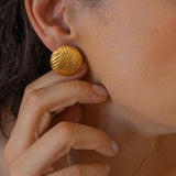 Gold-Domed Disc Earrings