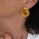Gold Twisted Rope Stud Earrings