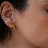 Gold Rainbow Stud Earrings