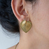 Large Gold Heart Stud Earrings