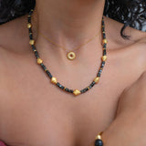 Gold ROUND Embossed pendant necklace