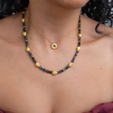 Gold ROUND Embossed pendant necklace