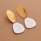Large Mixed Metals OVAL Hammered Earrings