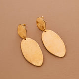 Gold Large OVAL Hammered Earrings