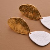 Large Mixed Metals OVAL Hammered Earrings