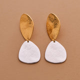 Large Mixed Metals OVAL Hammered Earrings