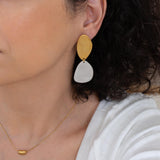 Large Mixed Metals OVAL Hammered Earrings