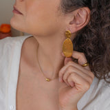Gold Large OVAL Hammered Earrings