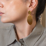 Gold Large OVAL Hammered Earrings