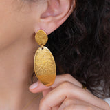 Gold Large OVAL Hammered Earrings
