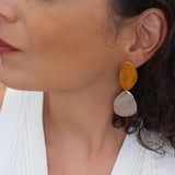 Large Mixed Metals OVAL Hammered Earrings