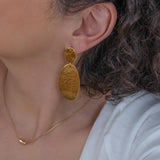 Gold Large OVAL Hammered Earrings