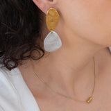 Large Mixed Metals OVAL Hammered Earrings
