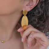 Gold Large OVAL Hammered Earrings