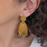 Gold Large OVAL Hammered Earrings