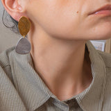 Large Mixed Metals OVAL Hammered Earrings