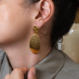 Gold Large OVAL Hammered Earrings
