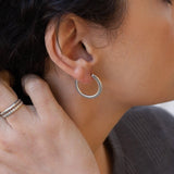 Silver Dotted Hoops