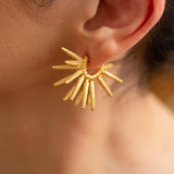 Gold Sun Rays Hoop Earrings