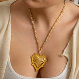 Gold Textured Heart Necklace