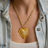 Gold Textured Heart Necklace