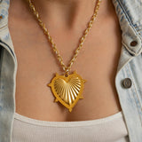 Gold Textured Heart Necklace