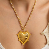 Gold Textured Heart Necklace