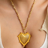 Gold Textured Heart Necklace