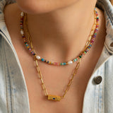 Colorful Agate and Pearl Beaded Necklace