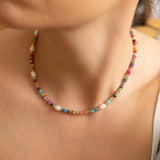 Colorful Agate and Pearl Beaded Necklace