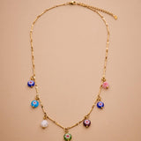 Millefiori Glass Flower Charm Necklace