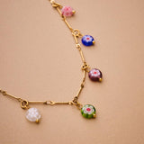 Millefiori Glass Flower Charm Necklace