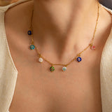 Millefiori Glass Flower Charm Necklace