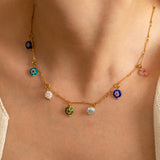Millefiori Glass Flower Charm Necklace