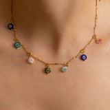 Millefiori Glass Flower Charm Necklace