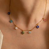 Millefiori Glass Flower Charm Necklace