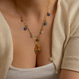 Millefiori Glass Flower Charm Necklace