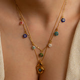 Millefiori Glass Flower Charm Necklace